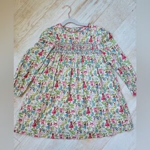 Mini Boden Bess Cosy Smocked Dress-Vanilla White Ballet Toile- EUC - 7/8